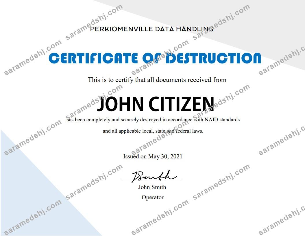 USA Destruction cert